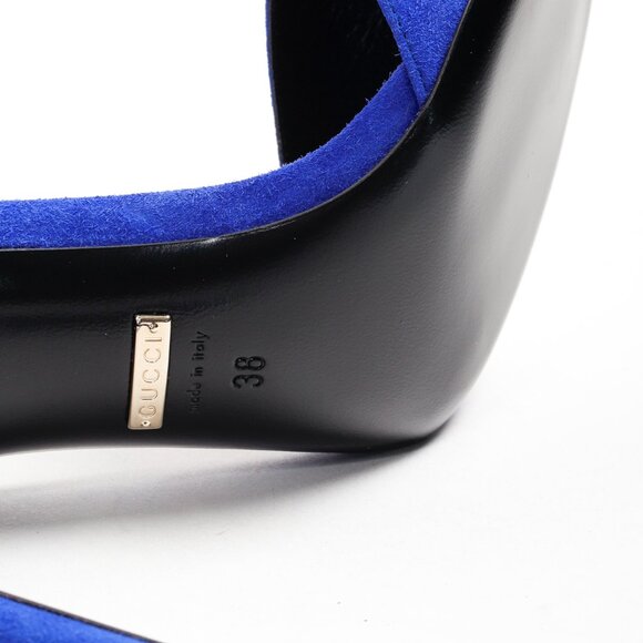Gucci Blue Suede Maxi Ankle Strap Pumps - Picture 5 of 11